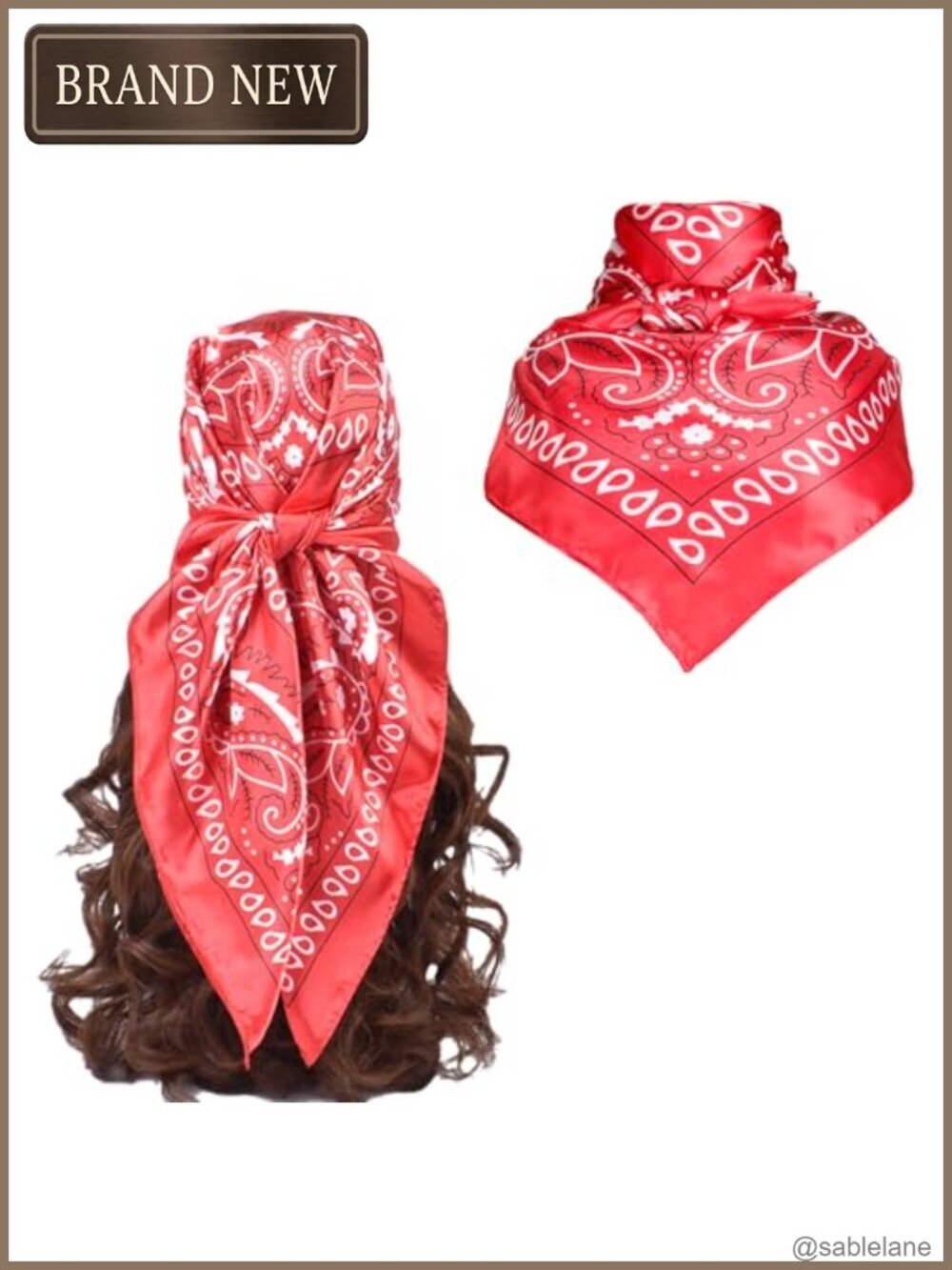 35 Inch Square Satin Head Scarf Hair Wrap Bandana for Sleeping or Styling
